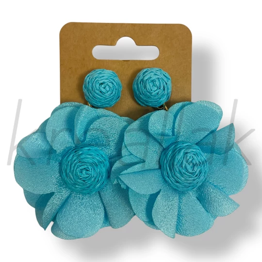 Világoskék selyem virág fülbevaló