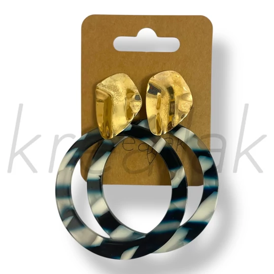 Kék mintás karika fülbevaló