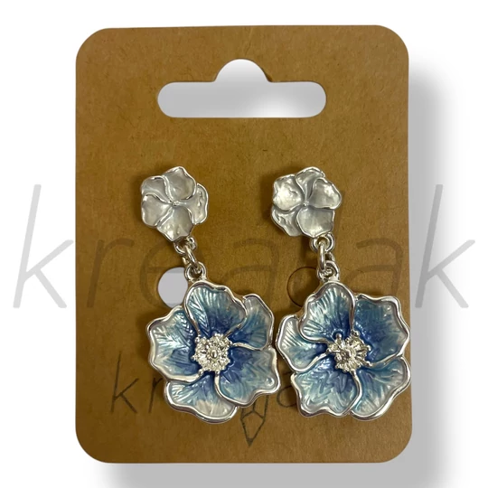 Kék virág fém fülbevaló