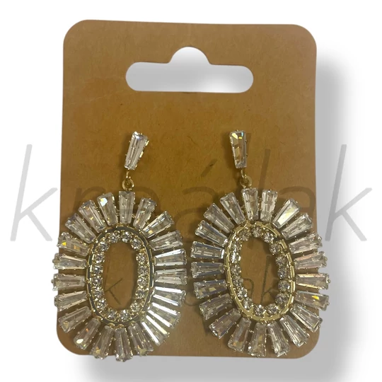 Ezüst ovális köves fülbevaló