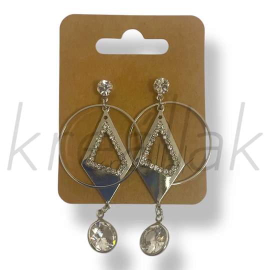 Ezüst színű köves karika fülbevaló