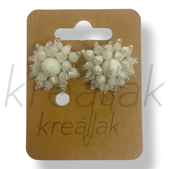 Fehér gyöngy virág fülbevaló