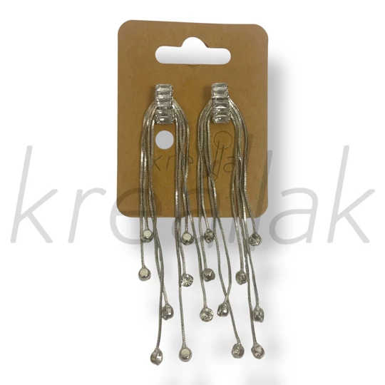 Ezüst színű lógó köves fülbevaló