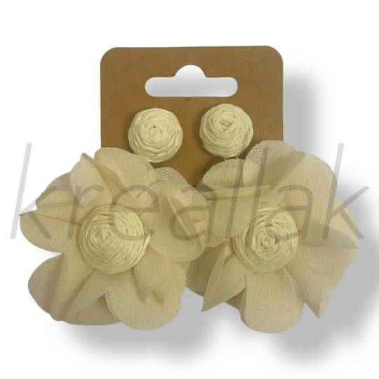 Krém selyem virág fülbevaló