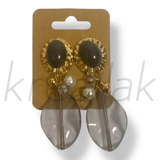 Fekete átlátszó leveles fülbevaló