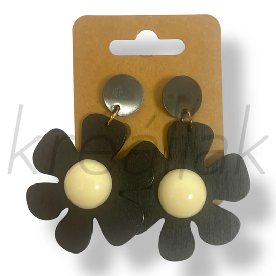 Fekete fa virág fülbevaló