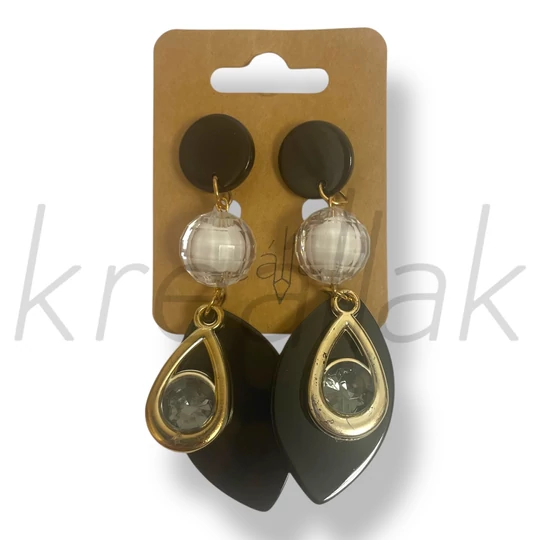 Fekete leveles plasztik fülbevaló