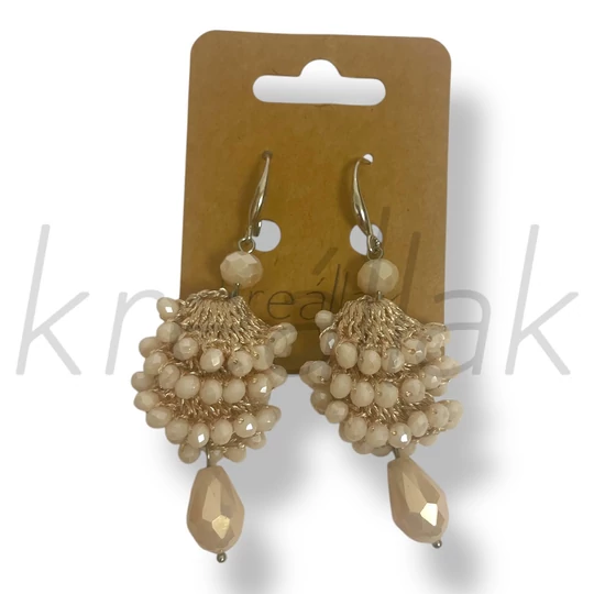 Rózsaszín gyöngyös fülbevaló