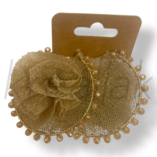 Bézs csillám tüll fülbevaló