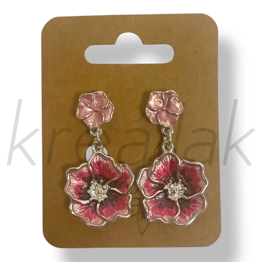 Pink virág fülbevaló