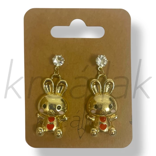 Piros szíves nyuszika fülbevaló