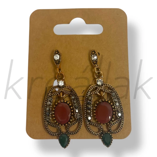 Piros köves fülbevaló