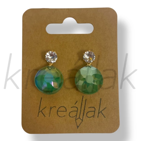 Zöld 2 cirkónia fülbevaló