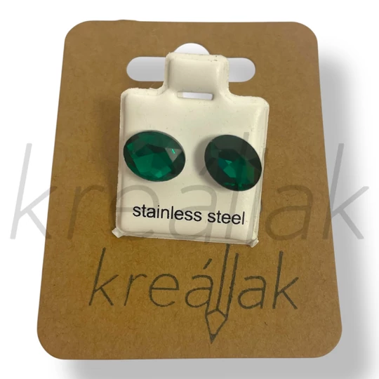 Sötétzöld csepp kő fülbevaló