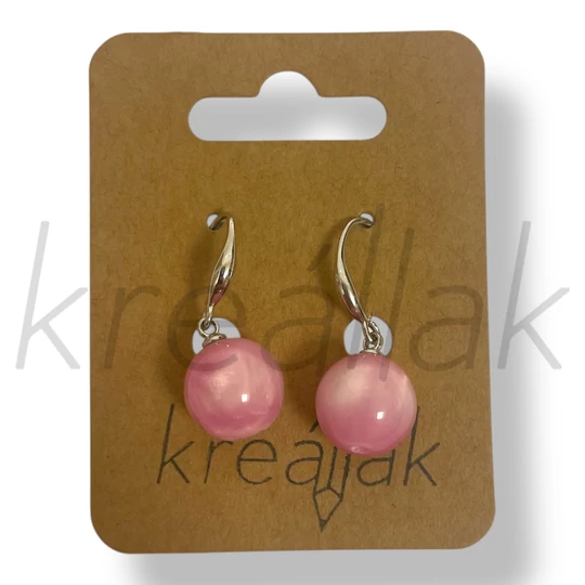 Rózsaszín gyöngy cirkónia fülbevaló