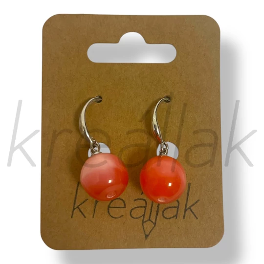 Piros gyöngy cirkónia fülbevaló