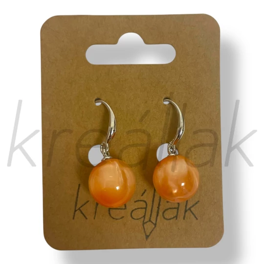 Narancs gyöngy cirkónia fülbevaló 