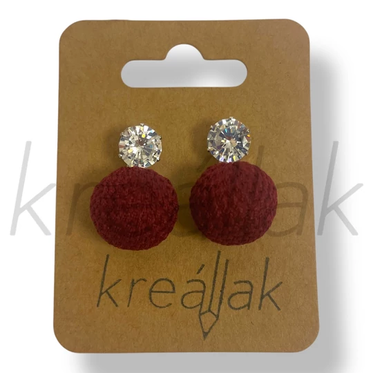 Bordó kötött fülbevaló