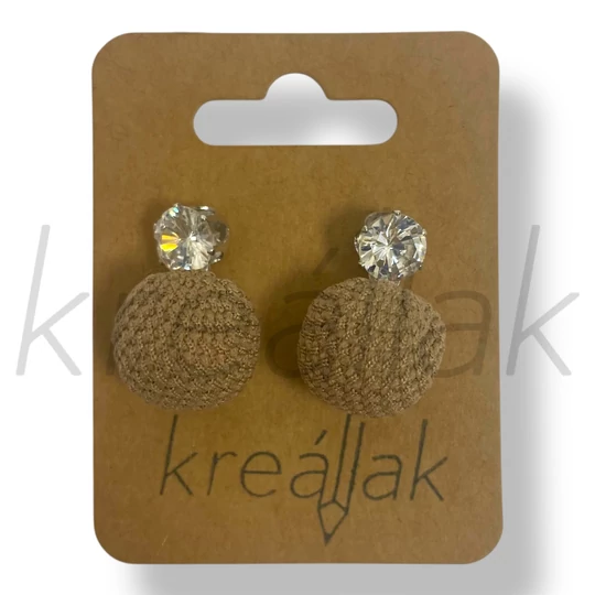 Bézs kötött fülbevaló