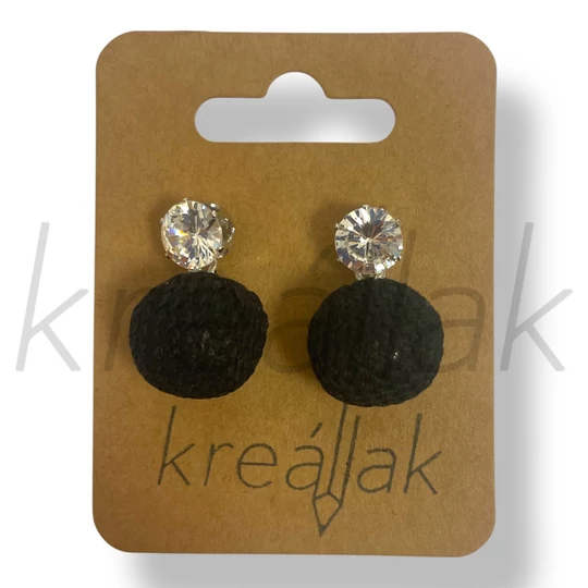 Fekete kötött fülbevaló