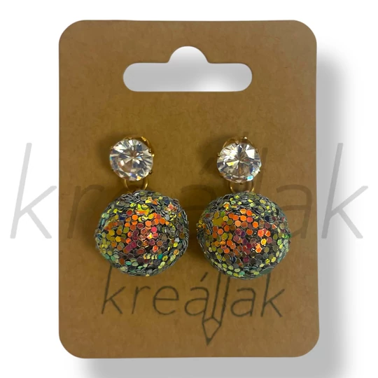 Arany flitter gömb fülbevaló