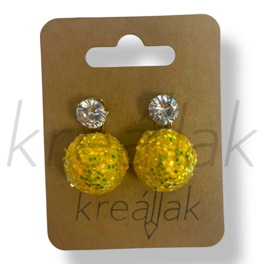 Sárga flitter gömb fülbevaló