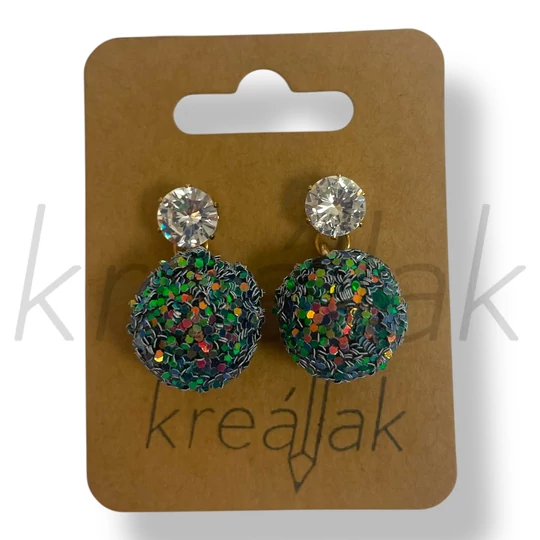 Kék flitter golyó fülbevaló