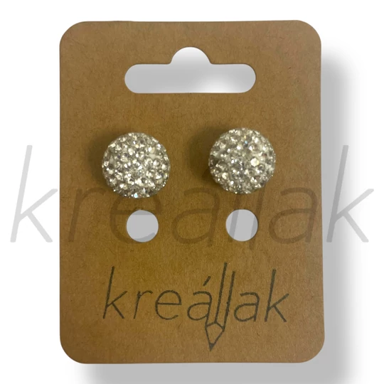 Ezüst strassz gömb fülbevaló