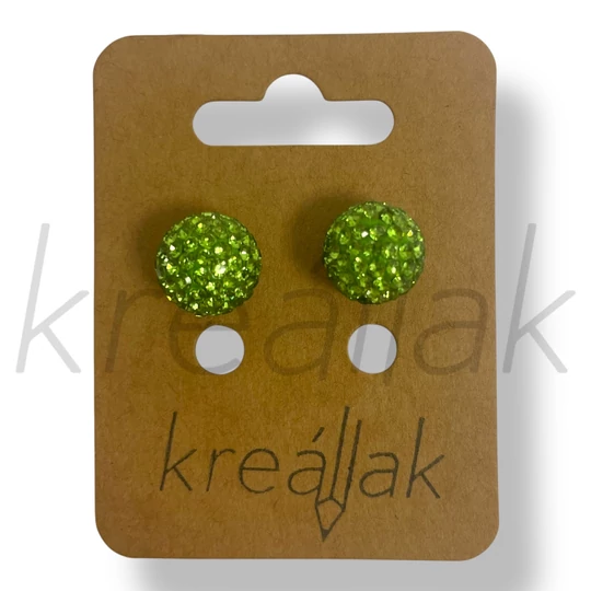 Zöld strassz gömb fülbevaló