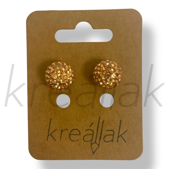 Bézs strassz gömb fülbevaló