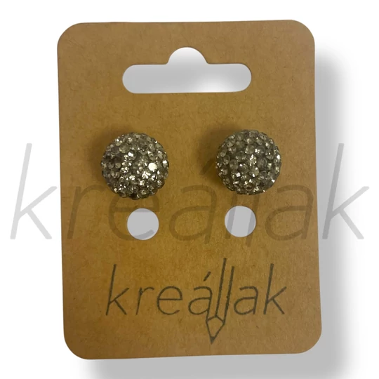 Szürke strassz gömb fülbevaló