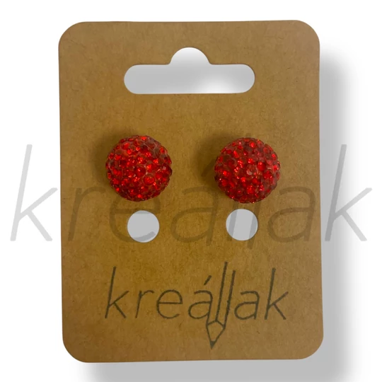 Piros strassz fülbevaló