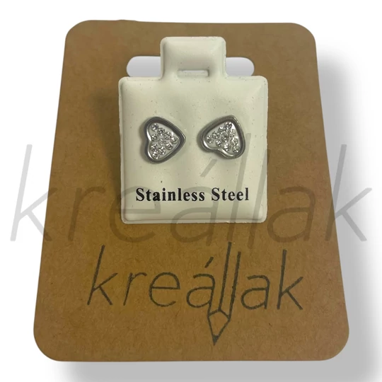 Ezüst szív kő fülbevaló