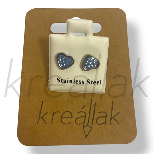 Kék köves arany szív fülbevaló