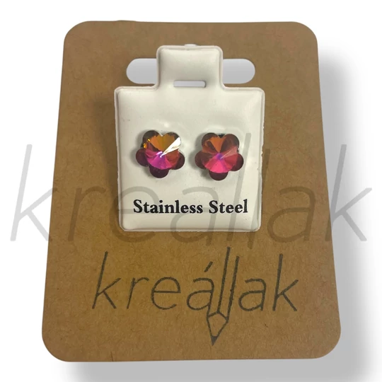 Irrizáló virág kő fülbevaló 