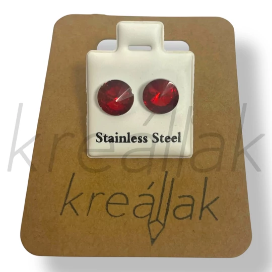 Piros köves fülbevaló