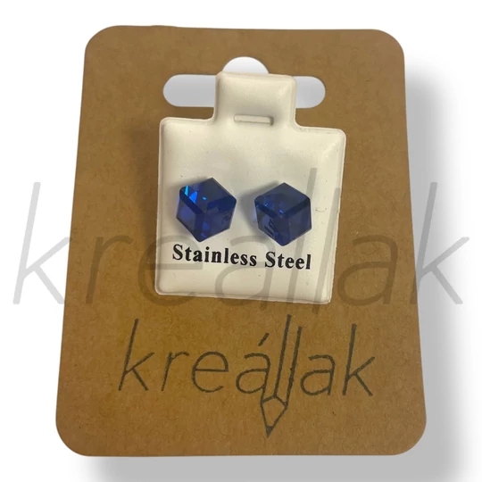 Királykék kocka kő fülbevaló