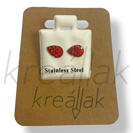 Piros köves csepp fülbevaló
