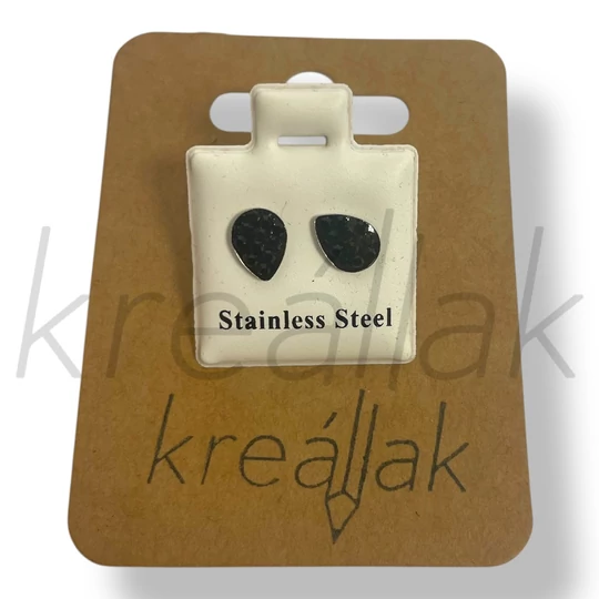 Fekete köves csepp fülbevaló