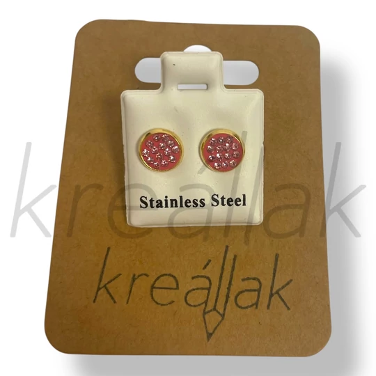 Pink köves kerek fülbevaló