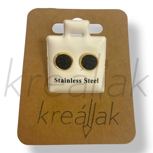 Fekete arany köves kerek fülbevaló