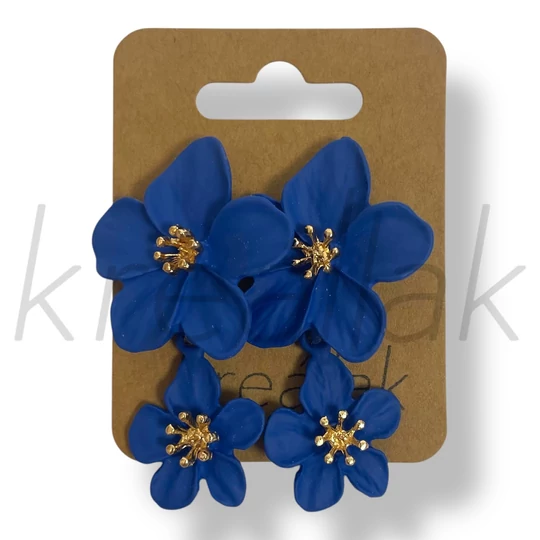 Királykék virág fém fülbevaló