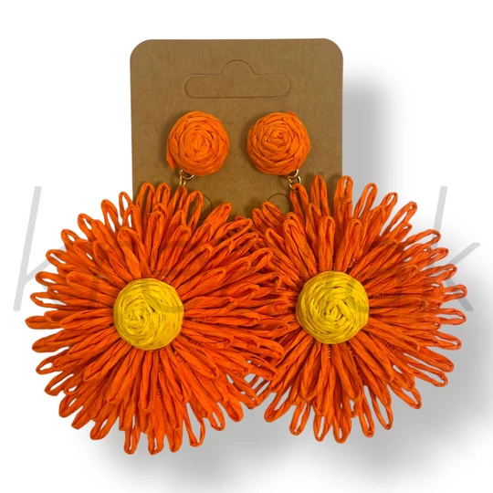 Narancssárga szalma fülbevaló