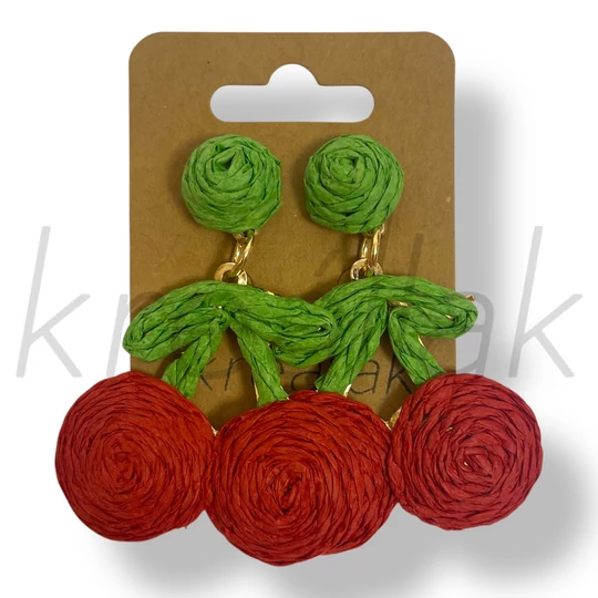 Piros cseresznye fülbevaló