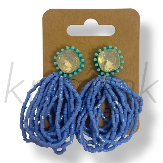 Ceruza kék gyöngysoros fülbevaló