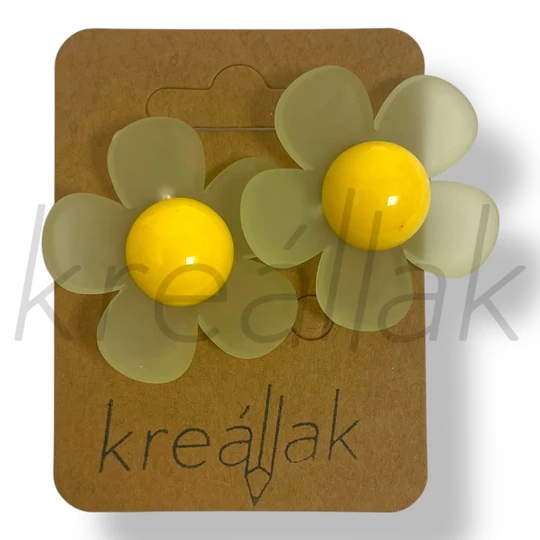 Zöld átlátszó virág fülbevaló