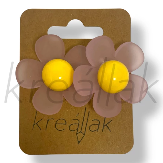 Rózsaszín átlátszó virág fülbevaló