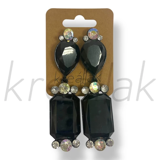 Fekete nagy köves fülbevaló
