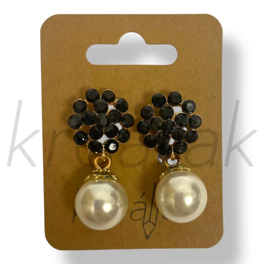 Fehér gyöngyös köves fülbevaló