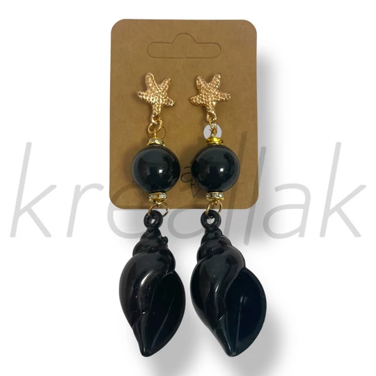 Fekete kagylós fülbevaló